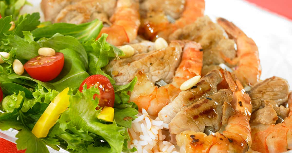 Scampi Rett Oppskrift på svinefilet og scampi på spidd – sunn og smakfull rett ...