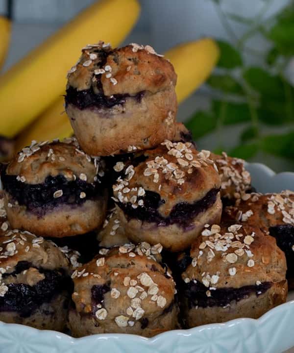 Muffins med blåbær og banan