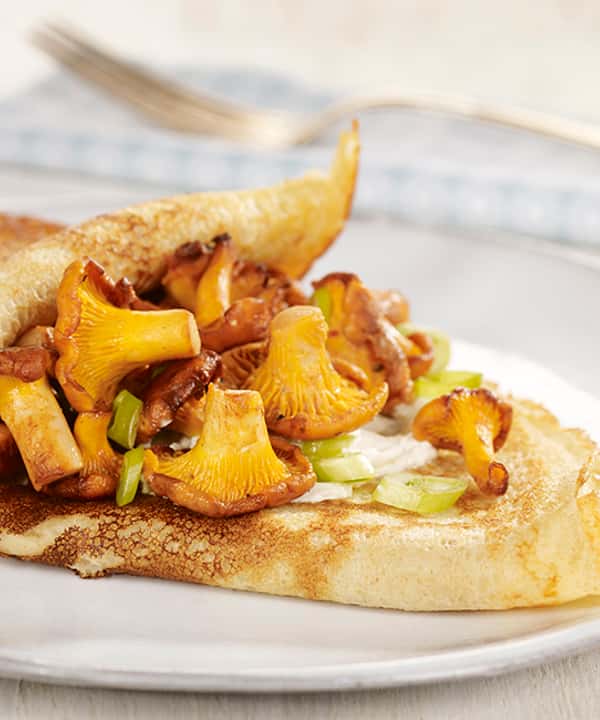 Pannekake med kantareller