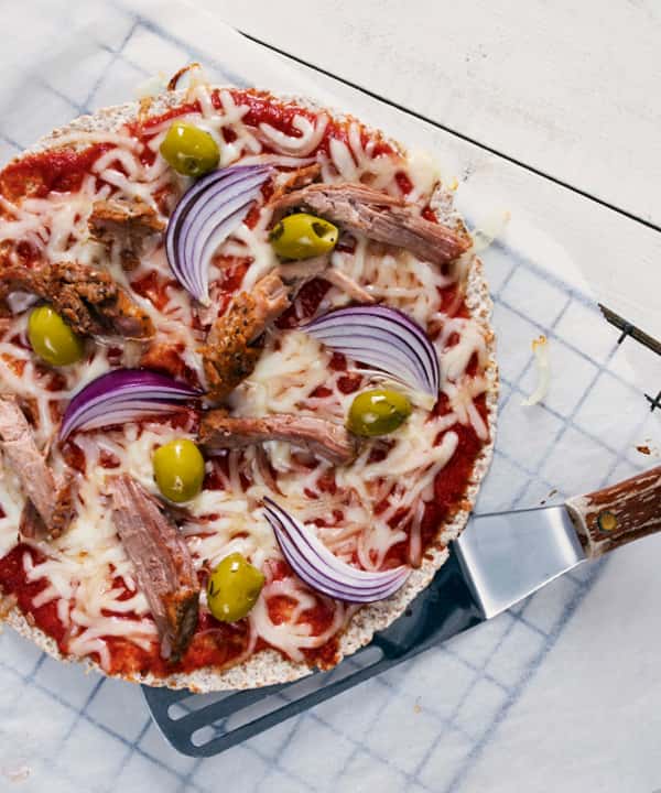 Tortillapizza med pulled pork