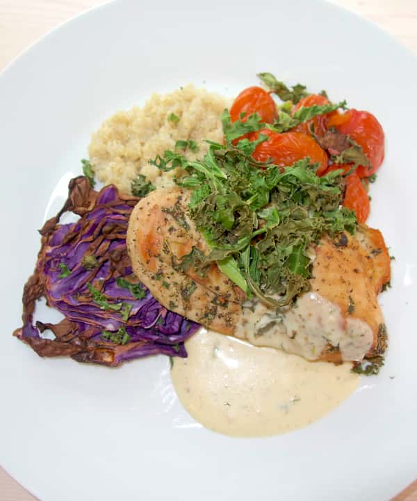 Urtebakt kylling i Airfryer, med quinoa og sitronsaus