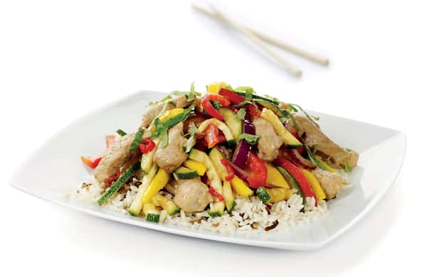 Wok med svinekjøtt