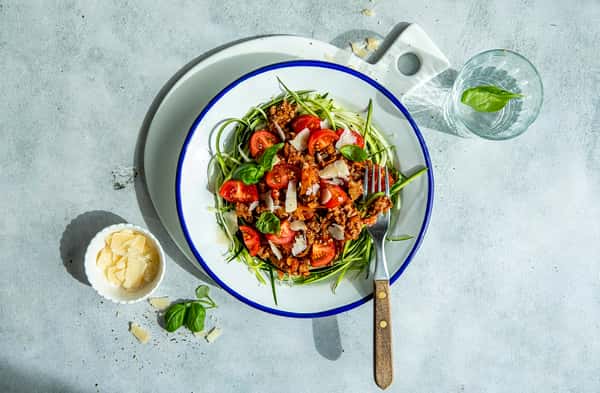 Squashgetti og bolognesesaus