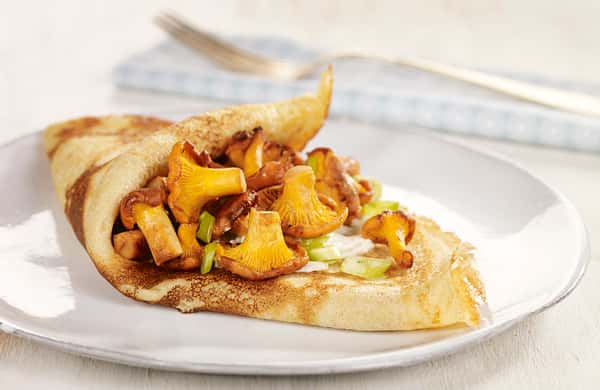 Pannekake med kantareller